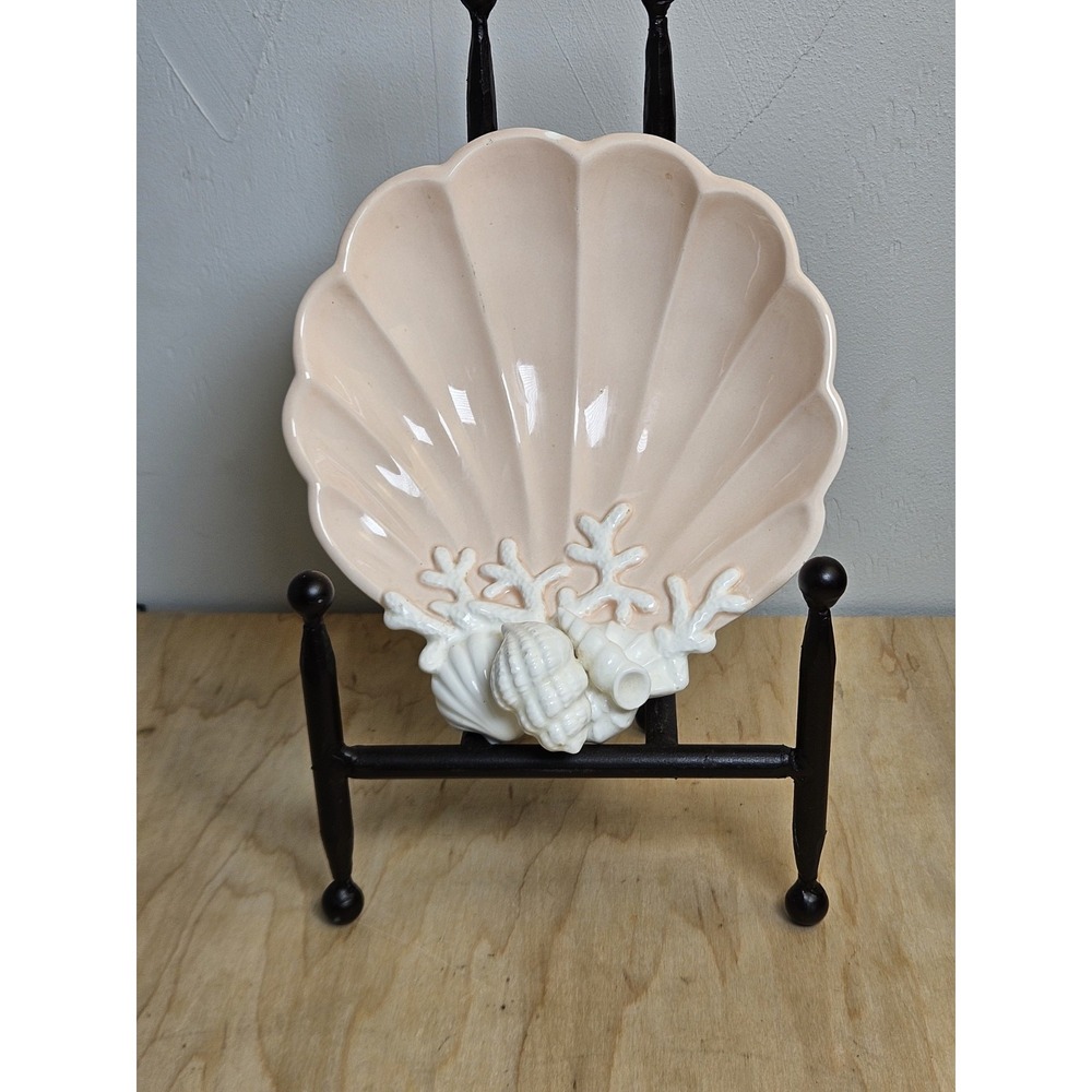 1982 Fitz and Floyd Handpainted Seashell Coral Ceramic Decorative Dish Japan...